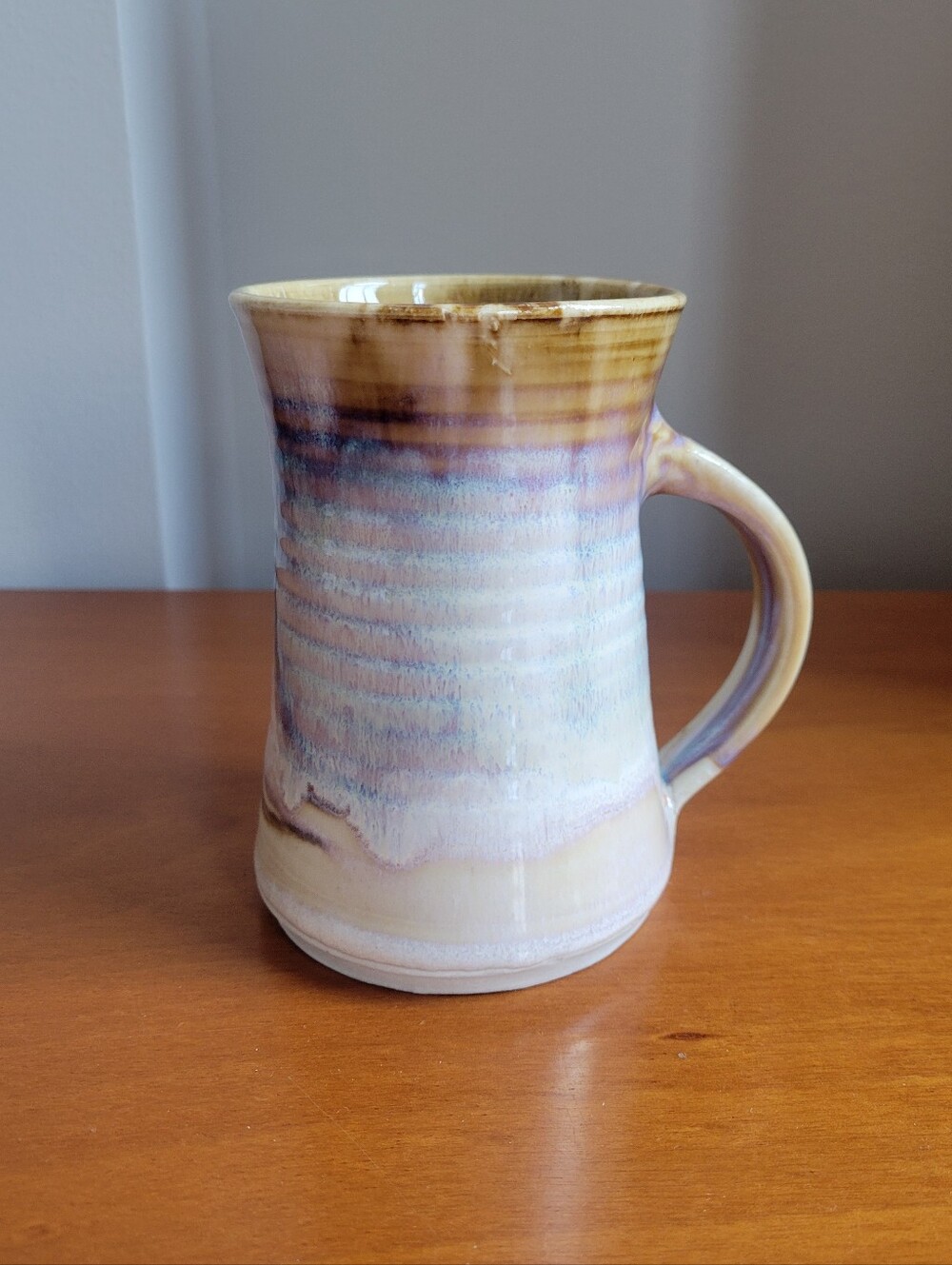 Handmade Studio Pottery Pastel Dripped Glaze Ceramic Coffee Mug 15oz